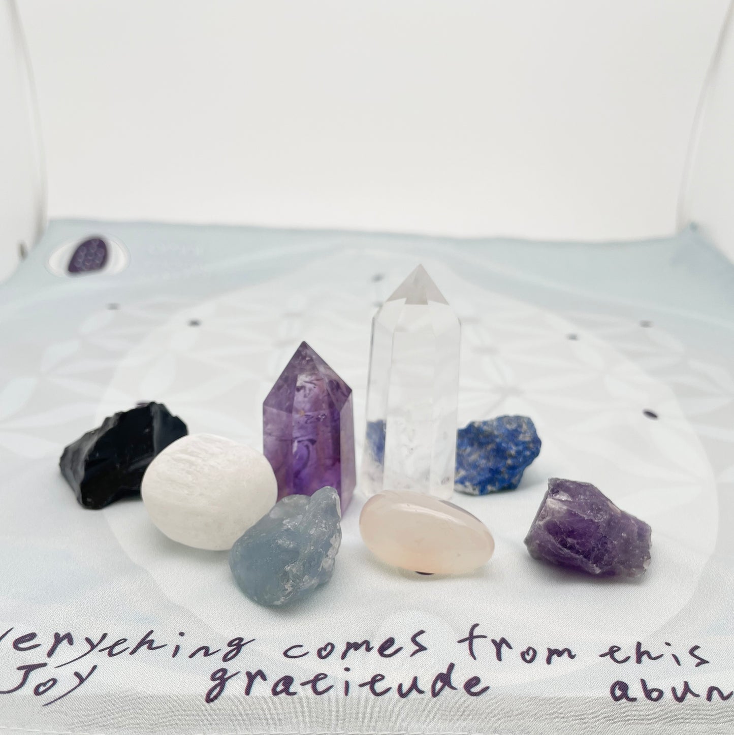 Crystal grid kit, manifestation, wellness,   fortune and career, healing, prosperity, money, clear quartz, amethyst